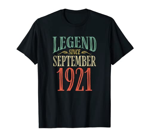 Leyenda desde septiembre 1921 Diseño de cumpleaños Camiseta
