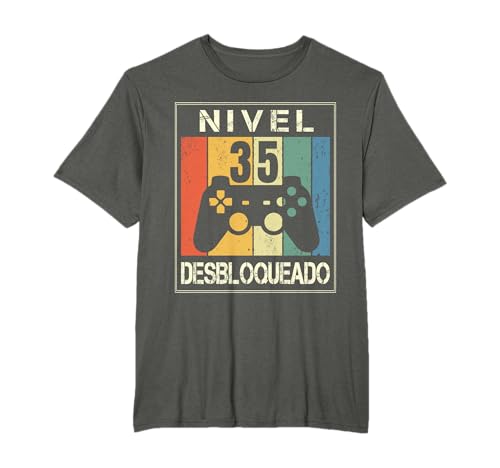 Nivel 35 Desbloqueado Gamer 35 Años 1986 Divertido Hombre Camiseta