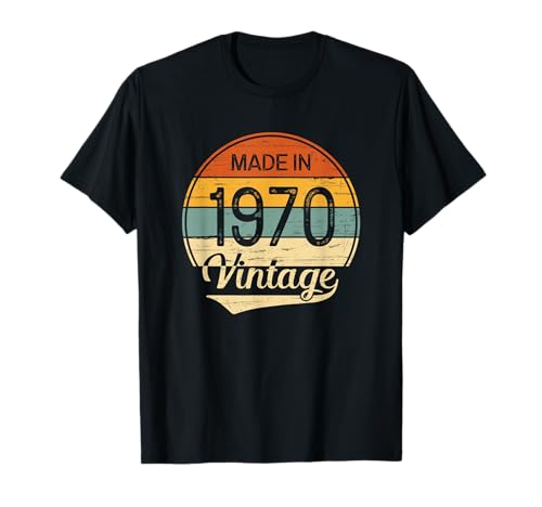 Regalo Hombre Mujer Cumpleaños 55 Años Vintage Made in 1970 Camiseta