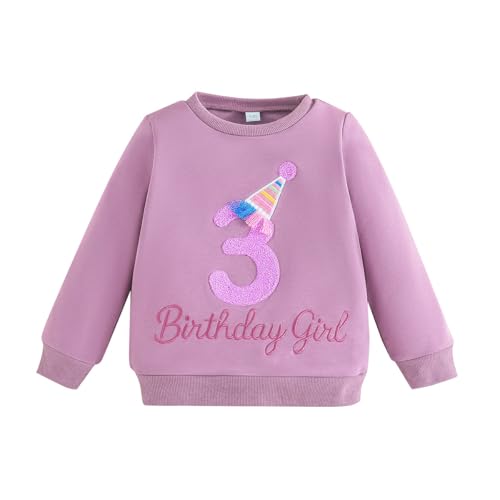 Yoolhamy Sudadera de cumpleaños para niñas y bebés, ropa para niños, camiseta con bordado de...