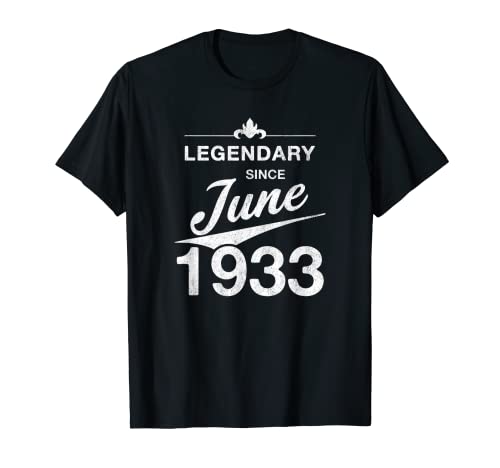 90 cumpleaños Nacido en Junio de 1933 Vintage 90 años Camiseta