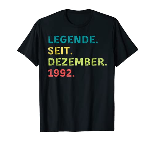 Cumpleaños leyenda 1992 diciembre texto retro celebración fiesta Camiseta