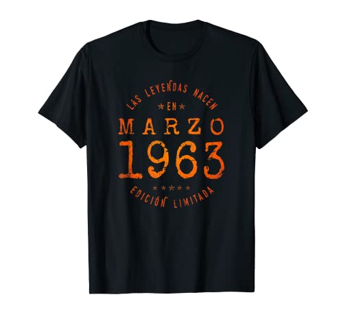 60 años Cumpleaños Las Leyendas nacen en Marzo de 1963 Camiseta