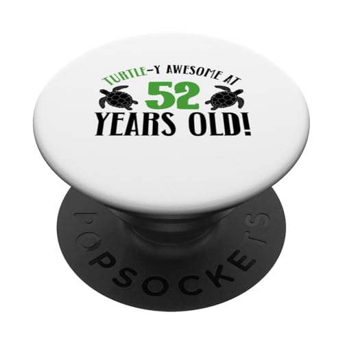 Tortuga 52 Cumpleaños 52 Años de Edad Tortuga Amante Cumpleaños PopSockets PopGrip Adhesivo