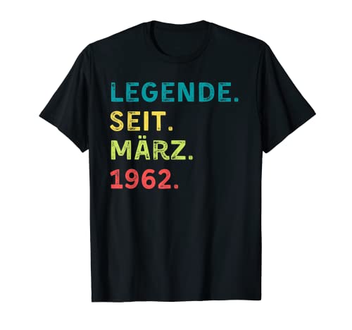 Cumpleaños leyenda 1962 marzo texto retro celebración fiesta Camiseta