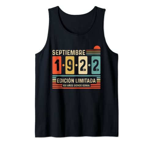 100 Años Septiembre 1922 Leyenda Regalo 100 Cumpleaños Camiseta sin Mangas