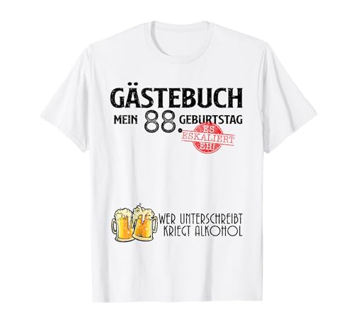 Divertido libro de visitas 88 años cumpleaños Camiseta