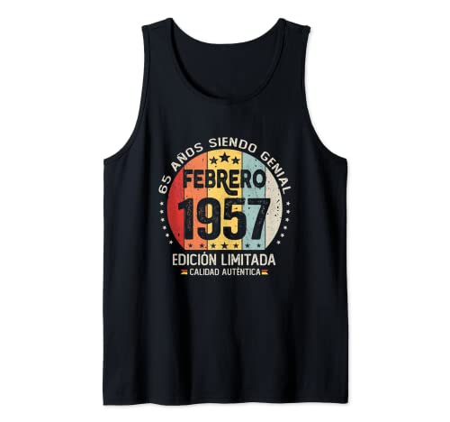 Regalo 65 años Cumpleaños Hombre Mujer - Febrero 1957 Camiseta sin Mangas