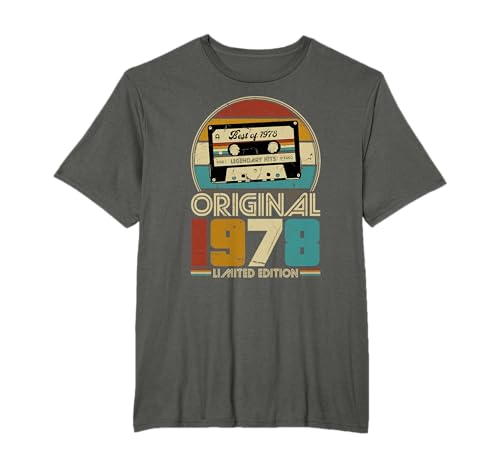 1978 Vintage Cumpleaños Retro Edición Limitada Hombres Mujer Regalo Camiseta de Manga corta, S