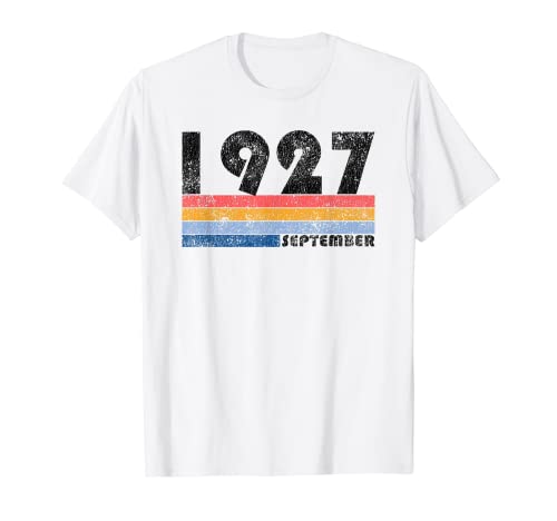 Regalo de cumpleaños 92 Retro nacido en septiembre de 1927 Camiseta