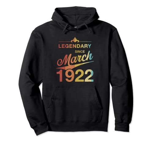 100 cumpleaños Nacido en Marzo de 1922 Vintage 100 años Sudadera con Capucha