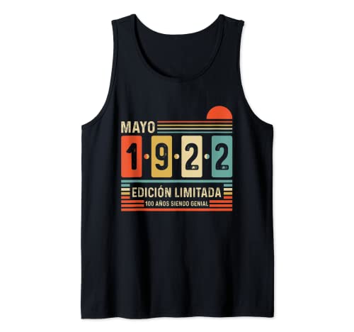 100 Años Mayo 1922 Leyenda Regalo 100 Cumpleaños Camiseta sin Mangas