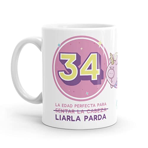 Puterful - Taza 34 Cumpleaños - Tazas originales para café - Resistente al microondas y...