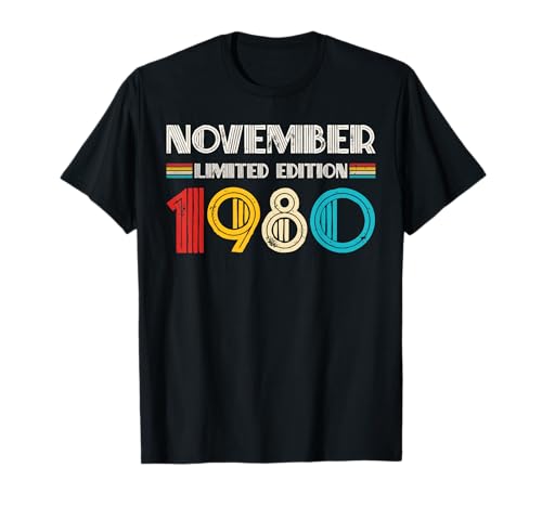 Vintage 1980 Envejecido Noviembre 42 Años 42 Fiesta de Cumpleaños Camiseta