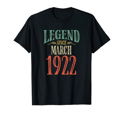 Leyenda desde marzo de 1922 Diseño de cumpleaños Camiseta