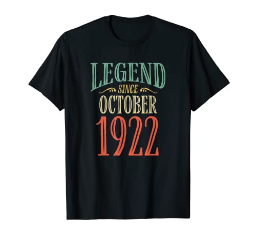 Leyenda desde octubre de 1922 Diseño de cumpleaños Camiseta