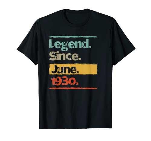 Vintage Retro Legend desde junio de 1930 90 regalo de cumpleaños Camiseta