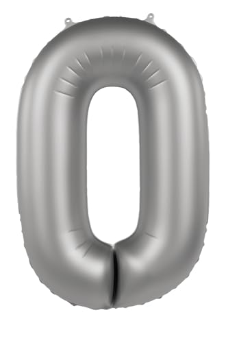 Folat B.V.- Folat Globo plateado Numero 0-Moonlight Silver-Satin Gloss-86 cm-Decoraciones de...