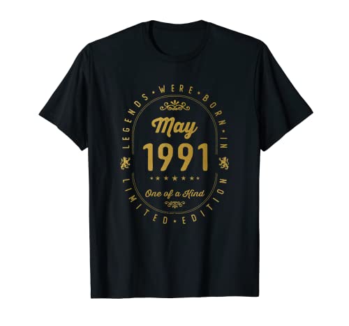Legends Were Born In May 1991 Cumpleaños Camiseta