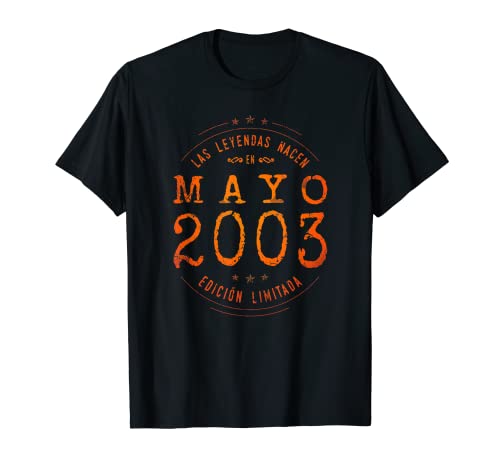 19 años Cumpleaños Las Leyendas nacen en Mayo de 2003 Camiseta