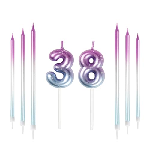 mciskin Velas coloridas con números, velas para tartas de cumpleaños, decoraciones de boda, velas...