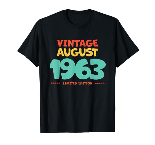 Vintage 1963 Leyenda De Agosto Nacido En Agosto 1963 Cumpleaños Camiseta