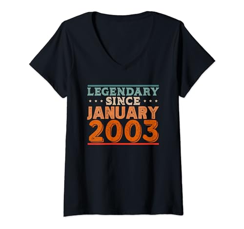 Legendary desde enero de 2003 impresionante fiesta retro de cumpleaños Camiseta Cuello V