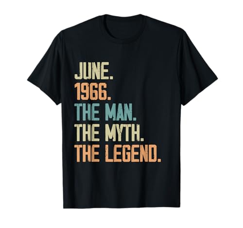 June Junio 1966 Man Myth Legend Cumpleaños 57 Años Regalo Camiseta