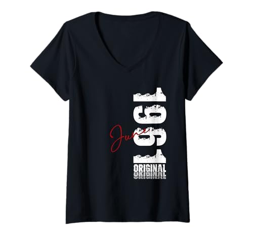 Mujer 65 cumpleaños Hombre Mujer Regalo Junio 1961 Camiseta Cuello V