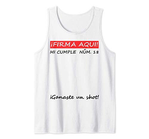 Firma Aqui 18 cumpleaños I libro de visitas Camiseta sin Mangas