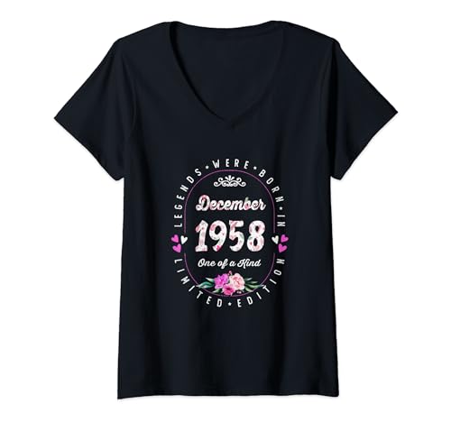 Cumpleaños Floral - Las Leyendas nacen en Diciembre de 1958 Camiseta Cuello V
