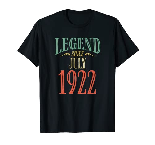 Leyenda desde julio de 1922 diseño de cumpleaños Camiseta
