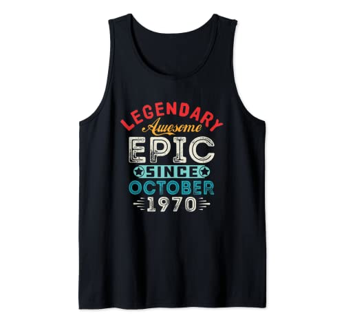 Octubre 1970 Fiesta de cumpleaños Regalos vintage para 49 años Camiseta sin Mangas