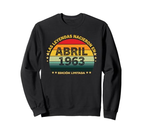63 Años Cumpleaños Vintage Nacido En Abril 1963 Sudadera
