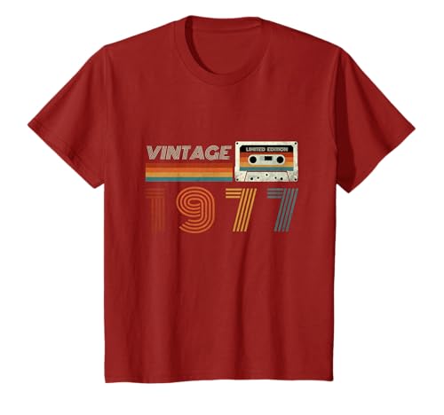 Vintage 1977 Edición Limitada Retro Casete Cinta Cumpleaños 47 Camiseta
