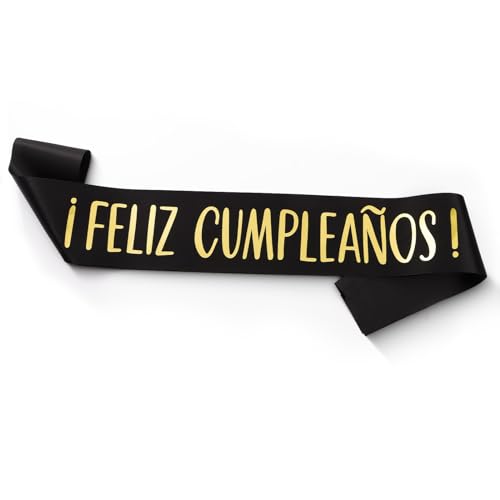 BETESSIN Banda Feliz Cumpleaños Español, Decoración Fiesta, Photocall Banda para Hombre Mujer,...