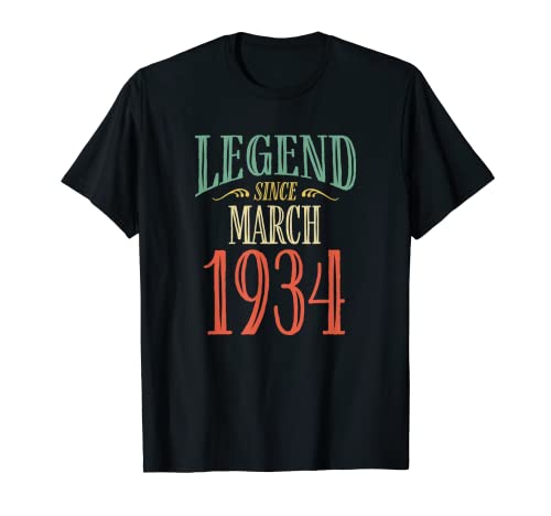 Leyenda desde marzo de 1934 diseño de cumpleaños Camiseta