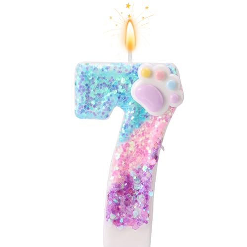 Pata de Perro y Gato Vela Número para Pastel, Vela de Cumpleaños Dibujos Animados Números Tarta...