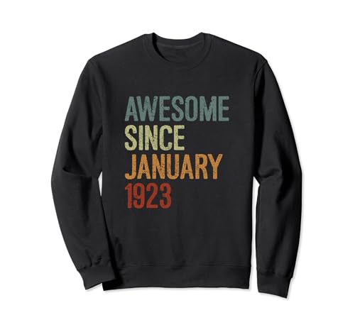 Impresionante desde enero de 1923, regalo de cumpleaños divertido retro Sudadera