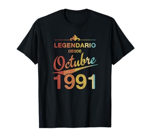 30 cumpleaños Nacido en octubre de 1991 Vintage 30 años Camiseta