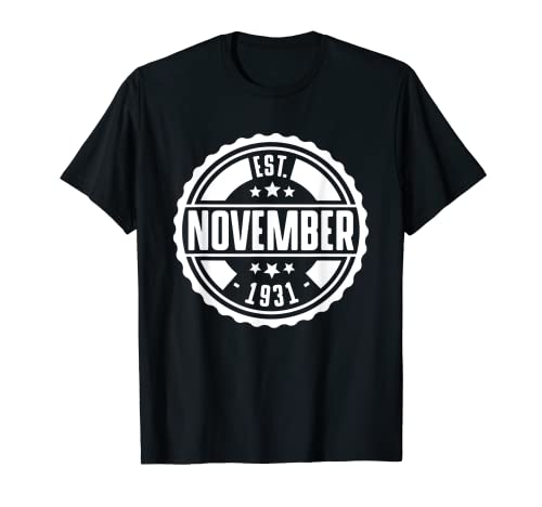 EST Noviembre 1931 Feliz Cumpleaños Regalo Vintage Retro Camiseta