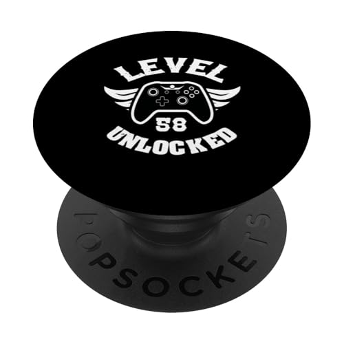 Nivel 58 Desbloqueado 58 Juegos de cumpleaños 58 Jugador de cumpleaños PopSockets PopGrip Adhesivo