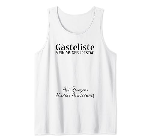 Gästeliste Mein 96. Geburtstag Libro de visitas Firma Camiseta sin Mangas