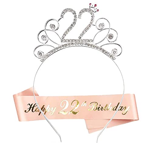 HCRXVV 22. Juego de corona de cumpleaños para despedida de soltera para 22 años, decoración de...
