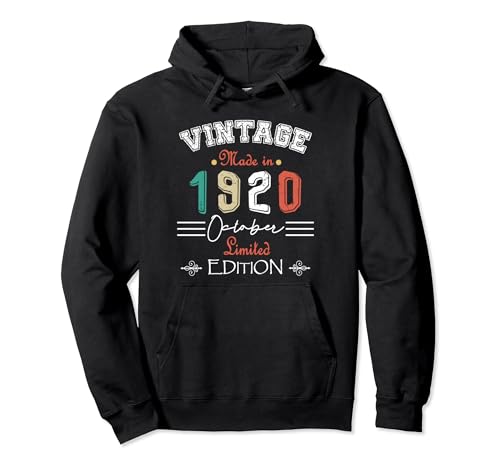Nacido En Octubre 1920 Vintage Feliz Cumpleaños 104 años Sudadera con Capucha
