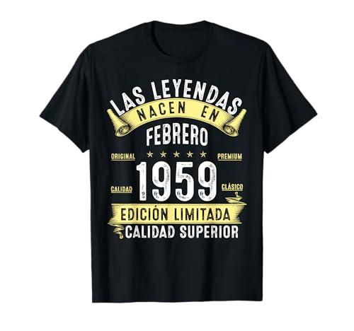 66 Años Cumpleaños Las Leyendas Nacen En Febrero de 1959 Camiseta