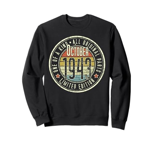 82 Cumpleaños Vintage Octubre 1943 Retro Edición Limitada Sudadera