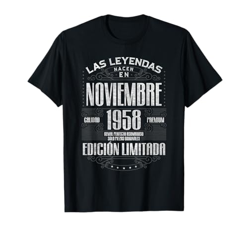 Las Leyendas Nacen En Noviembre 1958 68 Años Cumpleaños Camiseta
