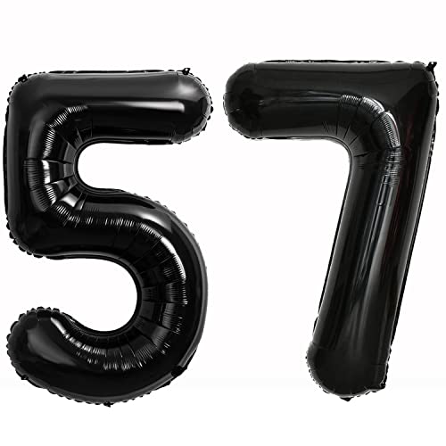 Foil Globo Número 57 Negros Globo Número 57 Negros 100cm Gigante Globos de Cumpleaños Numeros 57...