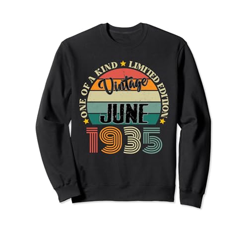 89 Años Vintage Junio 1935 89 Cumpleaños Retro Sudadera